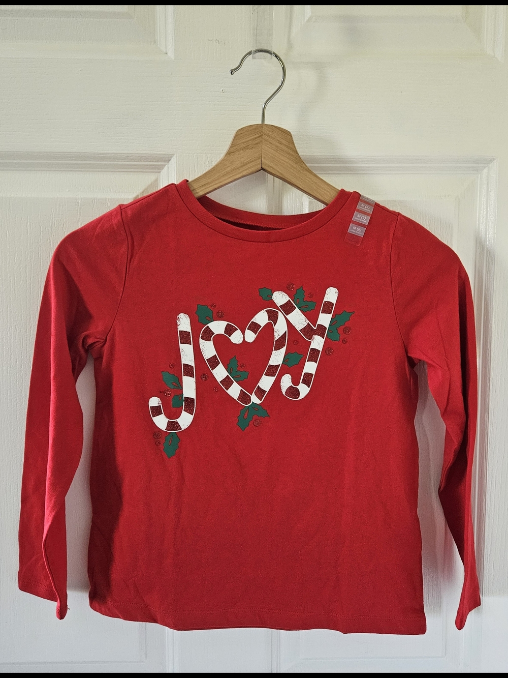 OshKosh B'gosh Red Long-Sleeve 'JOY' Candy Cane Graphic Tee